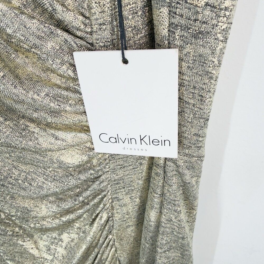 NWT Calvin Klein Women Size 10 Metallic Gold Round Neck Sleeveless - Picture 11 of 17